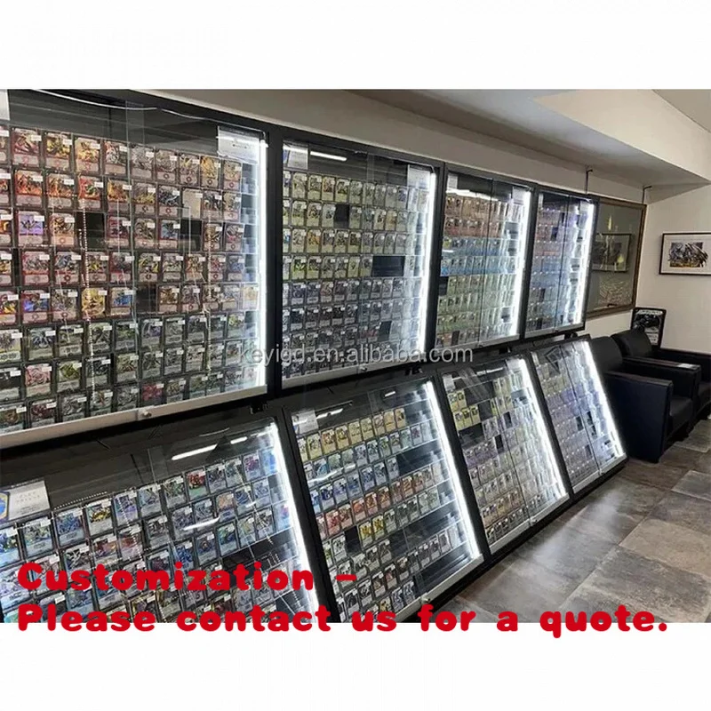 custom.Single Side LED Lighting Card Display Metal Acrylic TCG Shop Display Trading Card Display Graded Cards Sport Car
