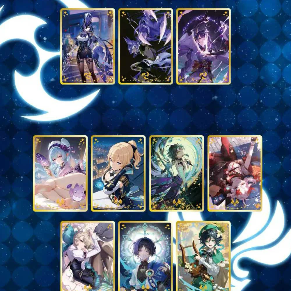 Limited Edition Genshin Impact Collectible Metal Cards Wave1 70 Types Gold Silver Plating Anime