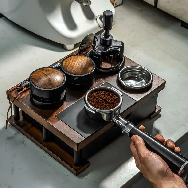JUSTINLAU Double-layer Coffee Powder Pressing Base Solid Wood Storage Coffee Grounds Box Coffee Tools Wooden Coffee Storage Box - view 2