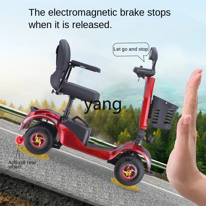 Yjq Elderly Scooter Four-Wheel Electric Disabled Household Double Elderly Folding Battery Power Car