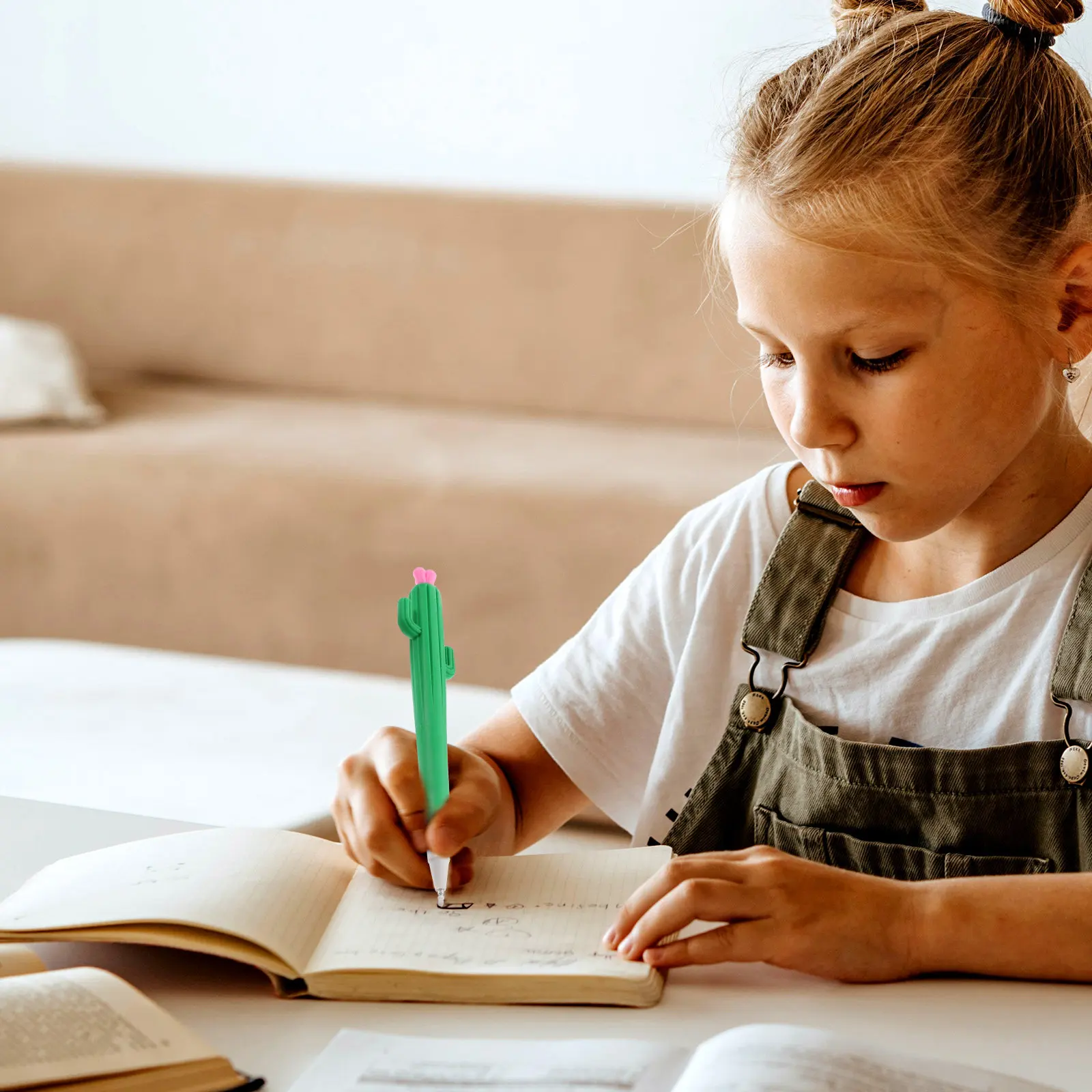 

10Pcs Student Writing Pen Cactus Shape Fun Design Ballpoint Pens for Note Taking Exam Stationery Random Color Plant Pen