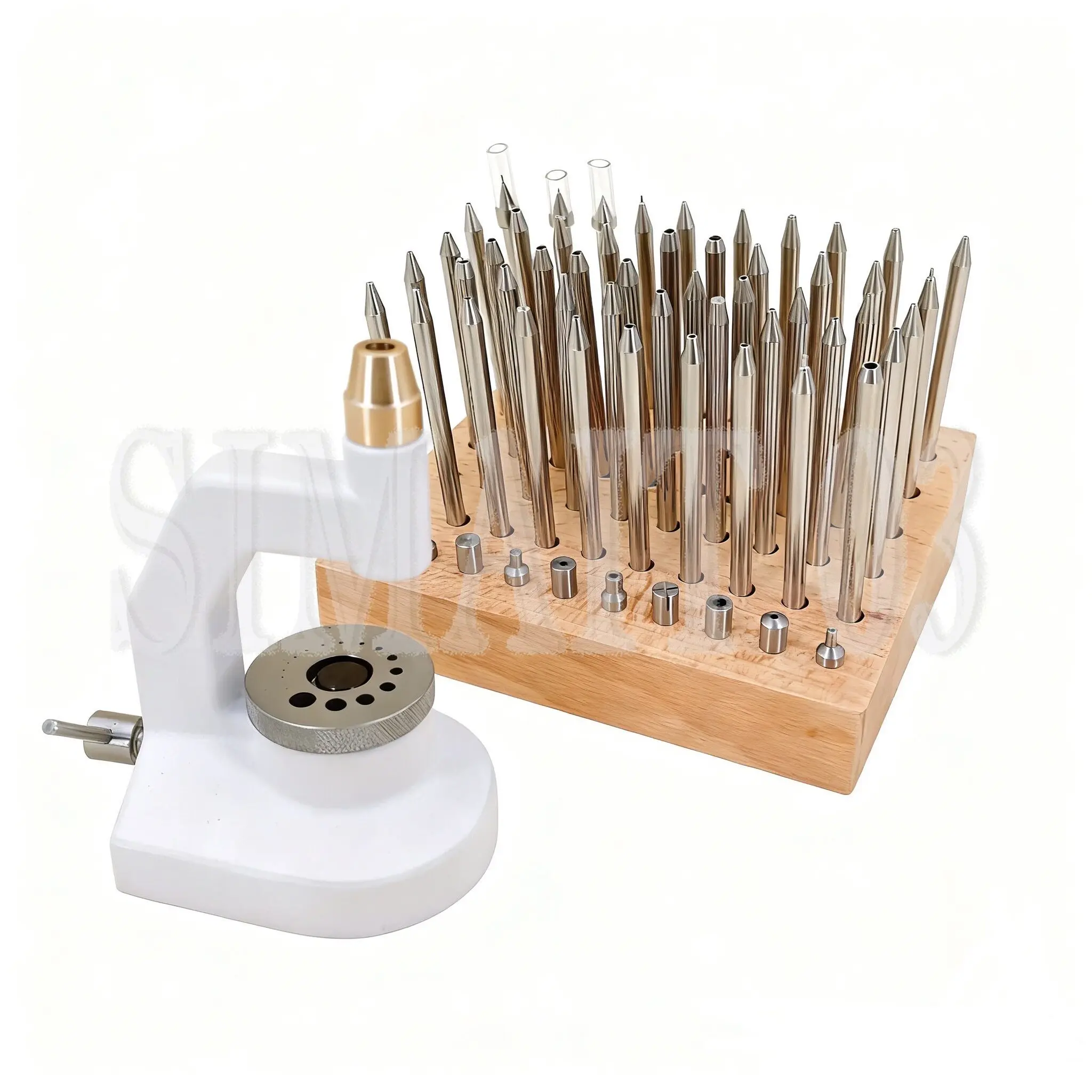 5285 Watch Hand Press & Pusher Kit | 60pcs Assorted Watchmakers Stakes | Professional Watch Repair Base Set