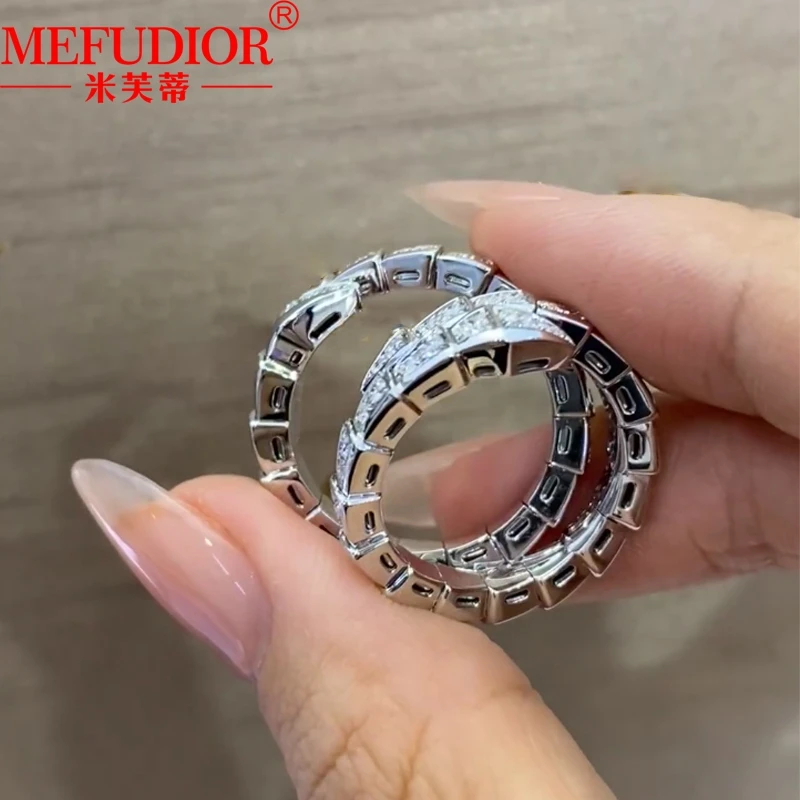 PT950 Platinum Snake Bones Ring for Women Full Moissanite Diamond Open Wedding Brand Luxury High Quality Jewelry Party Gifts