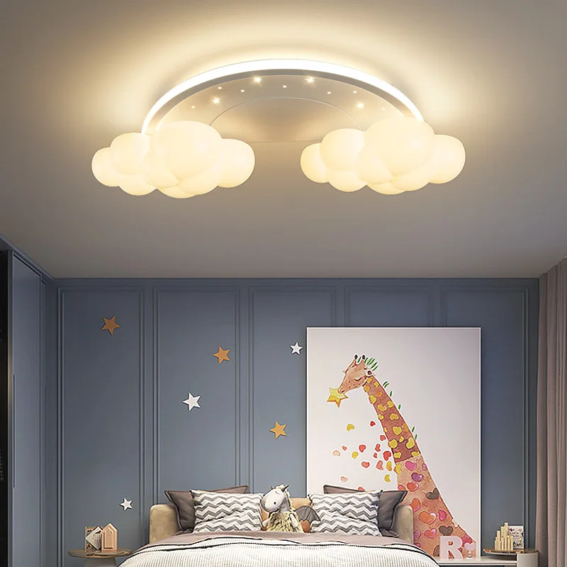 Modern Warm Children's Room Ceiling Lamps Colorful Rainbow Cloud Lamp Simple Romantic Baby Room Boy Girl Bedroom Ceiling Lights