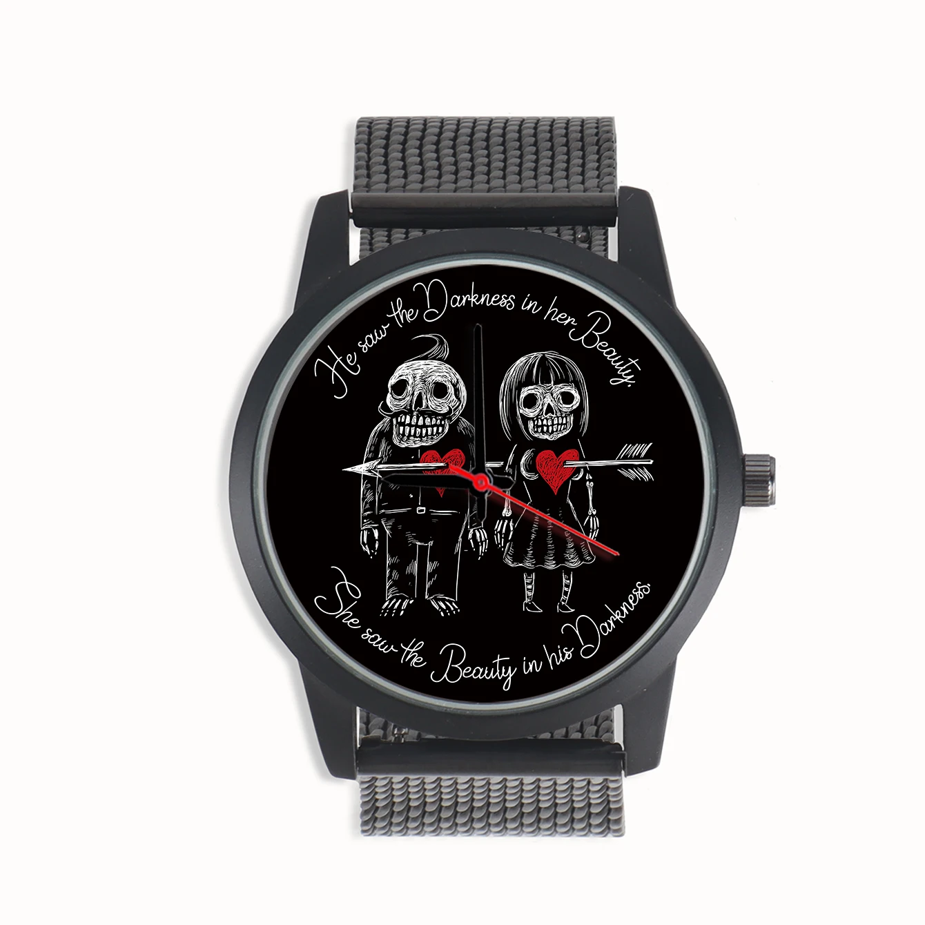 

Factory Store Skull Heart Design Skeleton Couple Style Valentine's Day Souvenir Gifts Cupid's Arrow Men's Quartz Wrist Watch