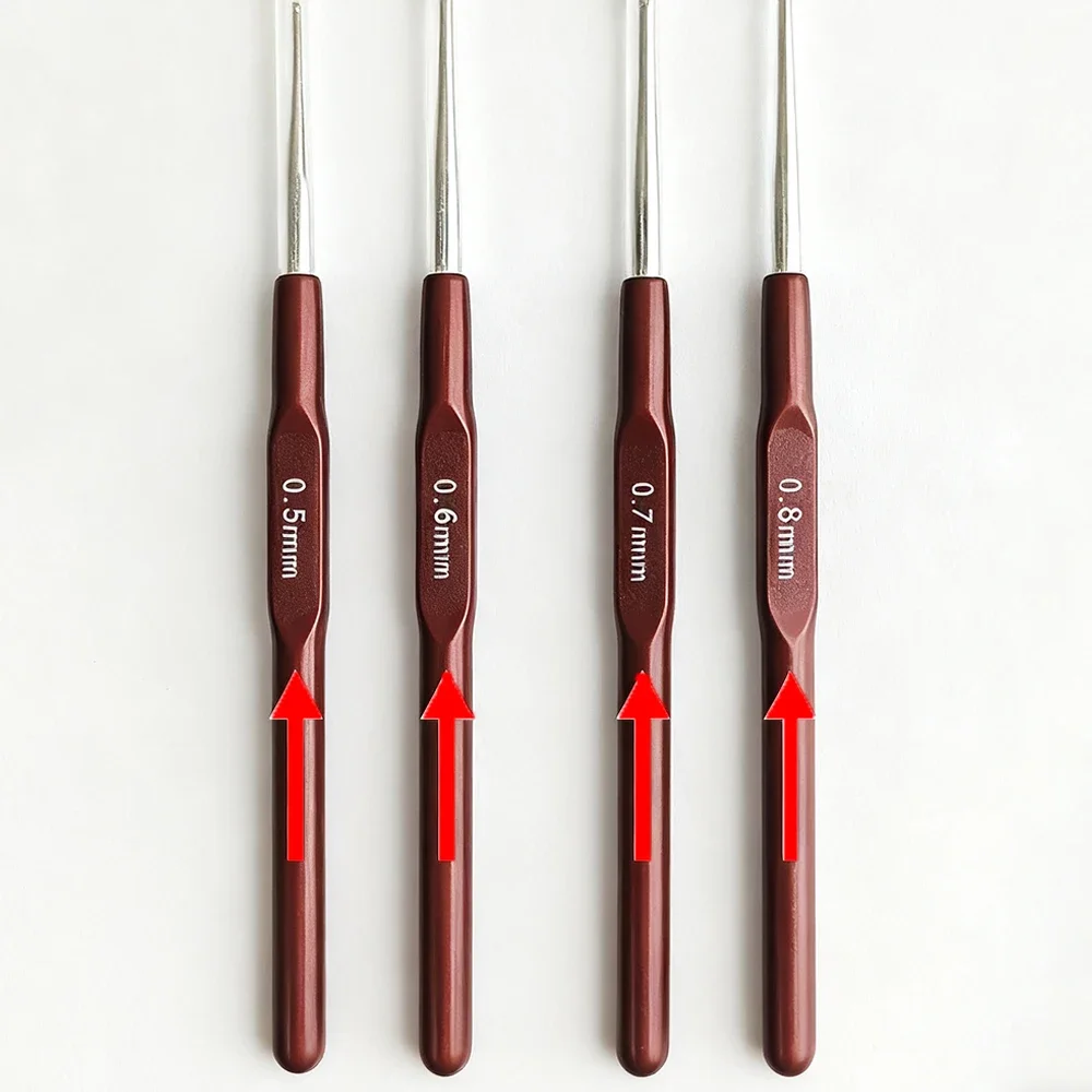 DIY Knitting Hook Needle Dreadlock Hair Tools Metal Plastic Crochet Hooks 0.5Mm 0.6Mm 0.7Mm 0.8Mm Hair Weaving Micro Hook