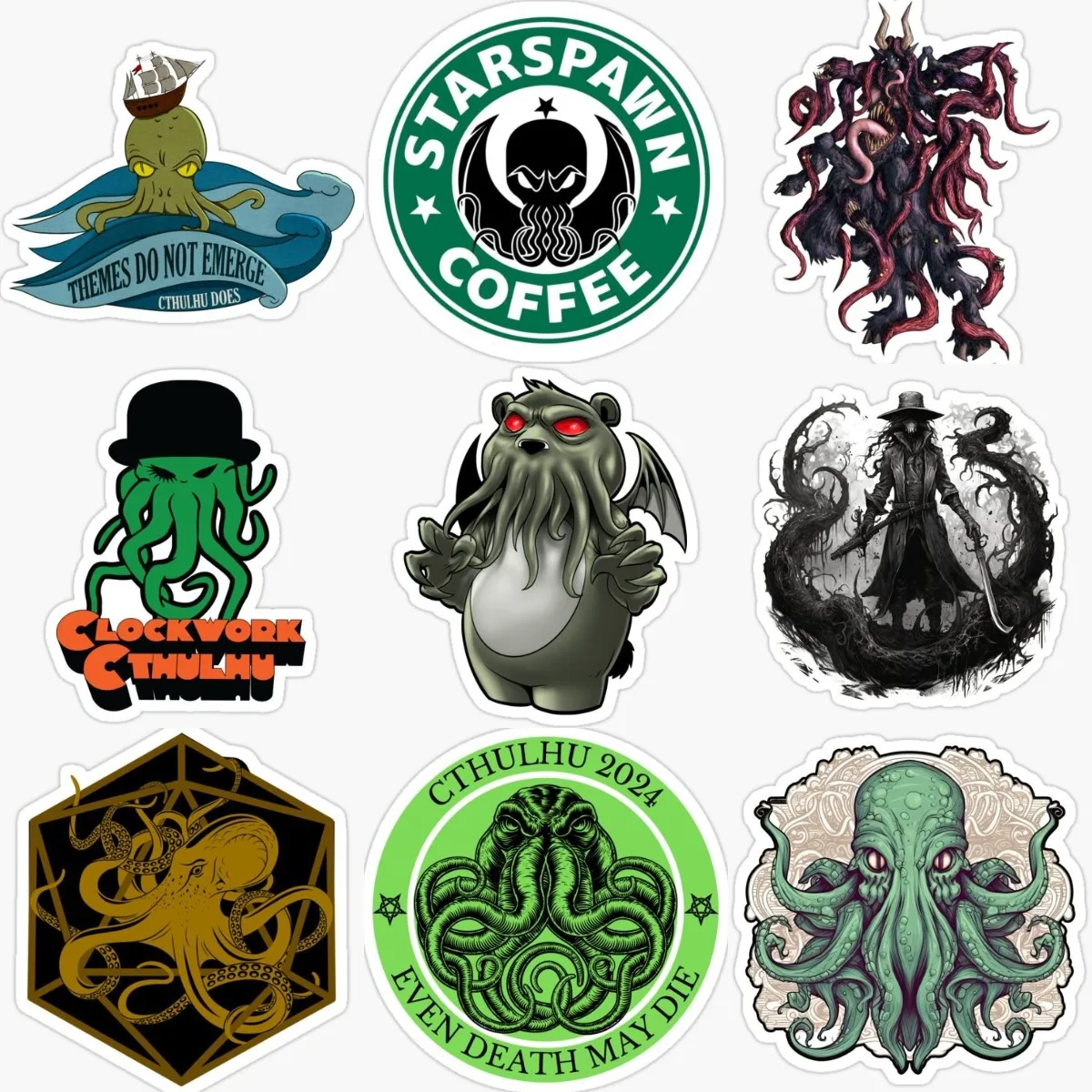 Cthulhu Great Old Ones Octopus Monster PVC Sticker for Decorate Fridge Wall Car Van Window Bicycle Off-road Helmet Decal