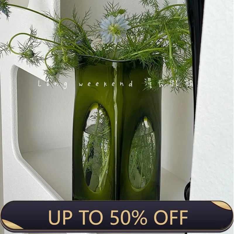 French Antique Glass Vase Premium Feeling Living Room Decorative Ornament Hydroponic Flower Arrangement B&B