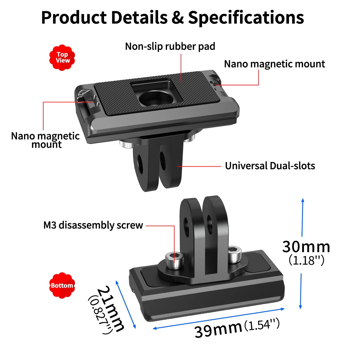 Magnetischer Schnellwechseladapter für DJI Action 6 Osmo Nano Kamera für Arca Swiss NATO Schiene Stativ Selfie Stick Gimbal Käfig Halterung – Detail 14