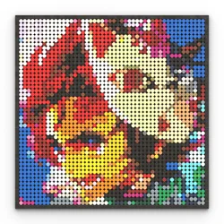 Japan Anime Demon Slayer Akaza Rui Iguro Obanai Tanjirou Kamado Nezuko Agatsuma Zenitsu Blocks Brick Pixel Art Decoration Paint