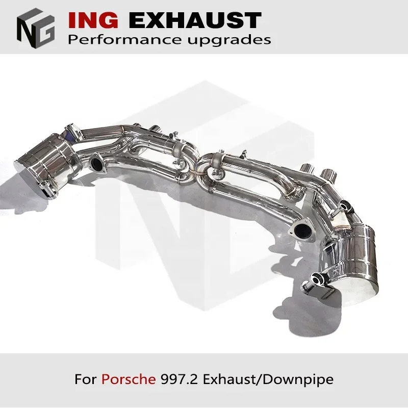 ING stainless steel catback exhaust pipe with muffler valve for 2005-2012 Porsche 911 997 3.6 3.8 Carrera Targa 4 4S