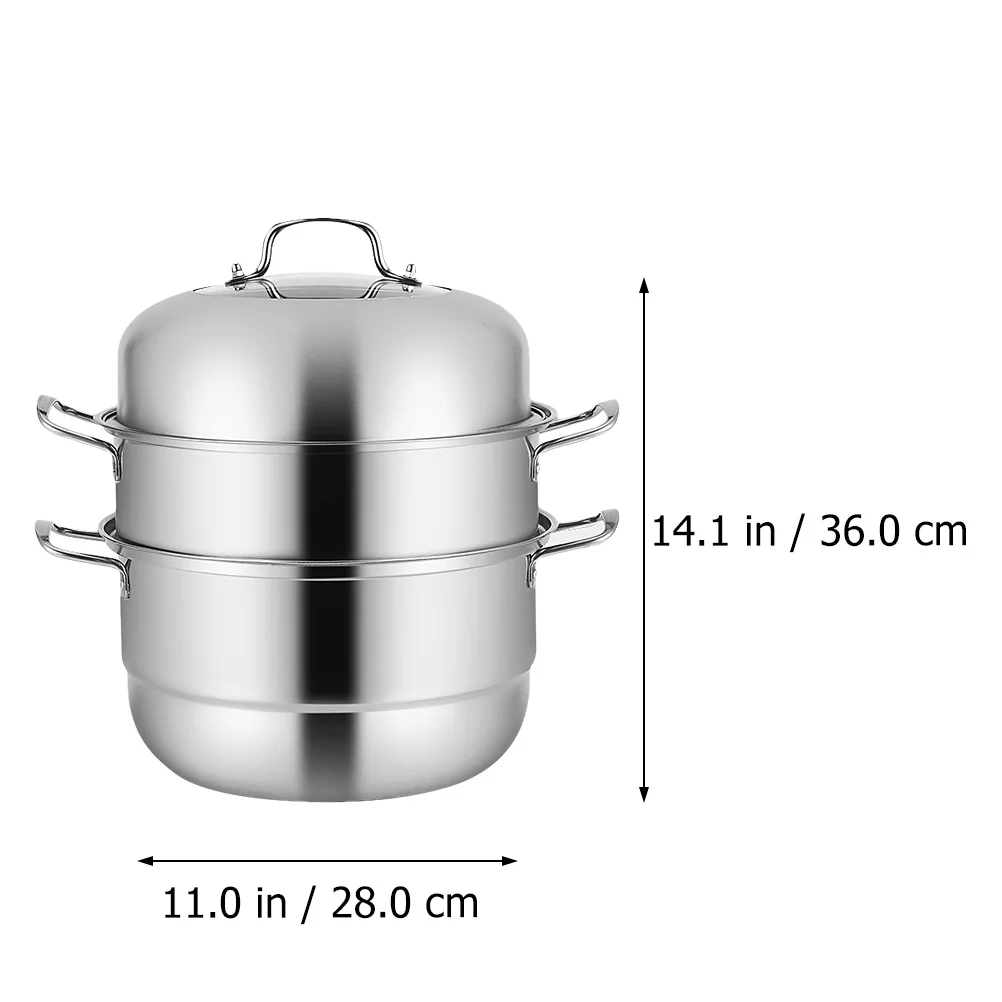 

1pc Stainless Steel Steamer Pot Three Layer Pot Kitchen Accessories Home Steamer Large Capacity Folding Storage Soup Steaming