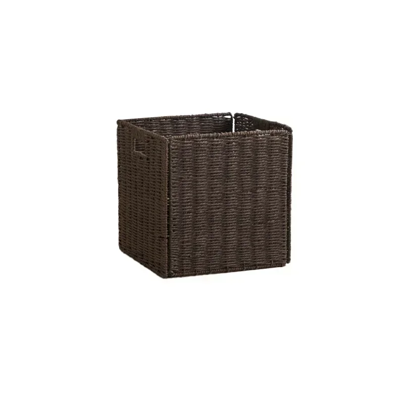 Household Clothes Sundries Toys Organizer Laundry Basket Room Container Folding Imitated Woven Rattan Storage Basket with Handle