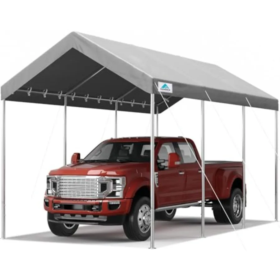 

10x20 ft Heavy Duty Carport Potable Car Canopy Garage Party Tent Boat Shelter, Adjustable Height from 9.5 ft to 11 ft - Gray