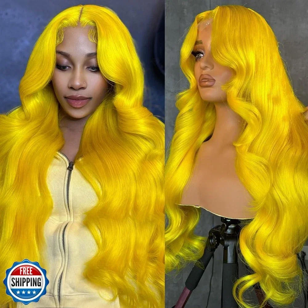 

40-дюймовый светло-желтый парик из человеческих волос Объемная волна HD Кружевной фронтальный парик 13x6 Кружева 613 Цветные парики Человеческие волосы Натуральная волна Косплей