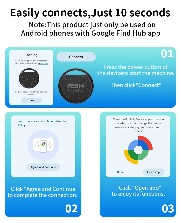 RSH Security Tracker Wallet Gepäck Koffer Box Locator Anti Lose für Android Smart Tag Arbeit mit Google Find für Samsung OnePlus – Detail 6
