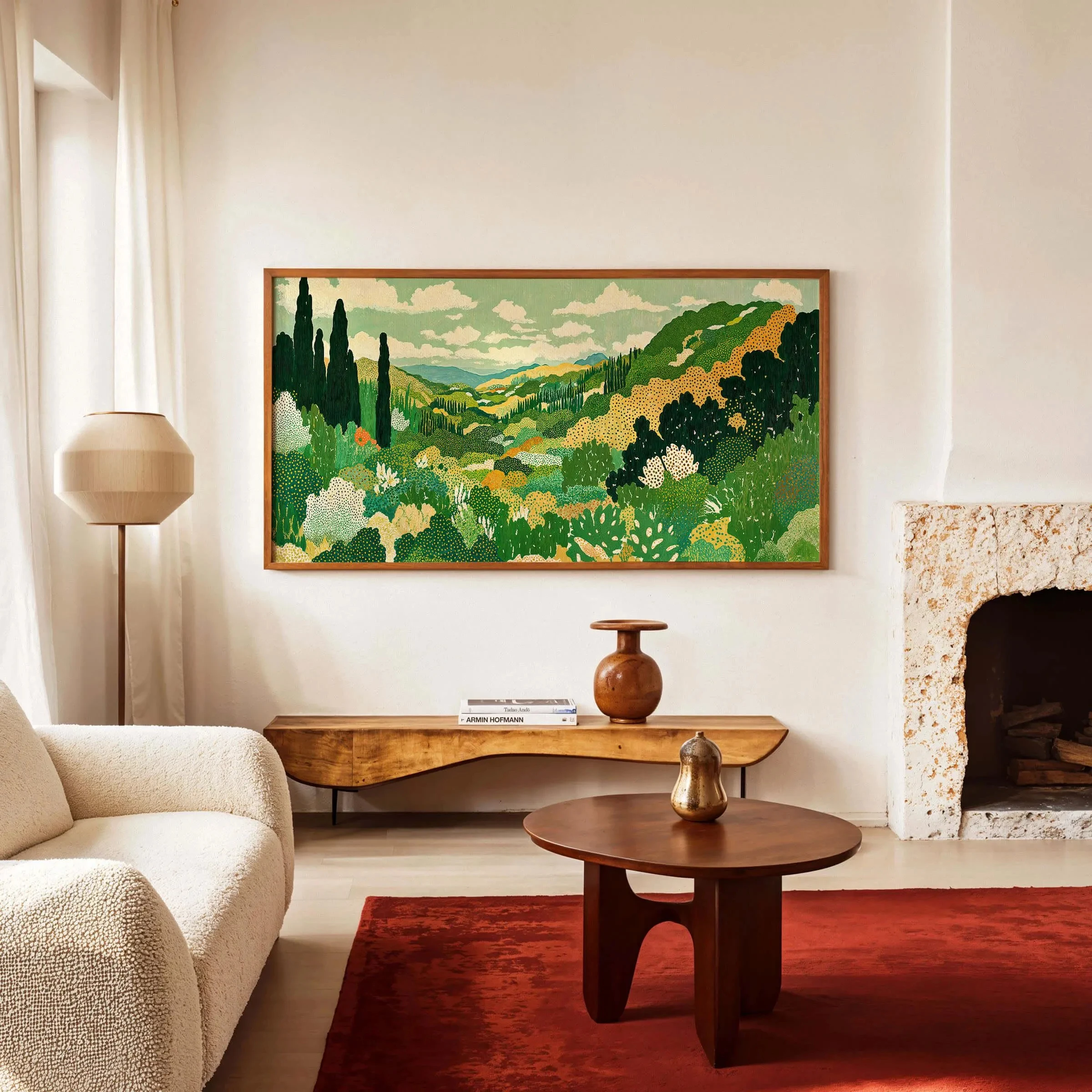 Panoramic Landscape Canvas Wall Art Green Nature Print Large Tuscany Scenery Painting Modern Home Decor Botanical Wall Art