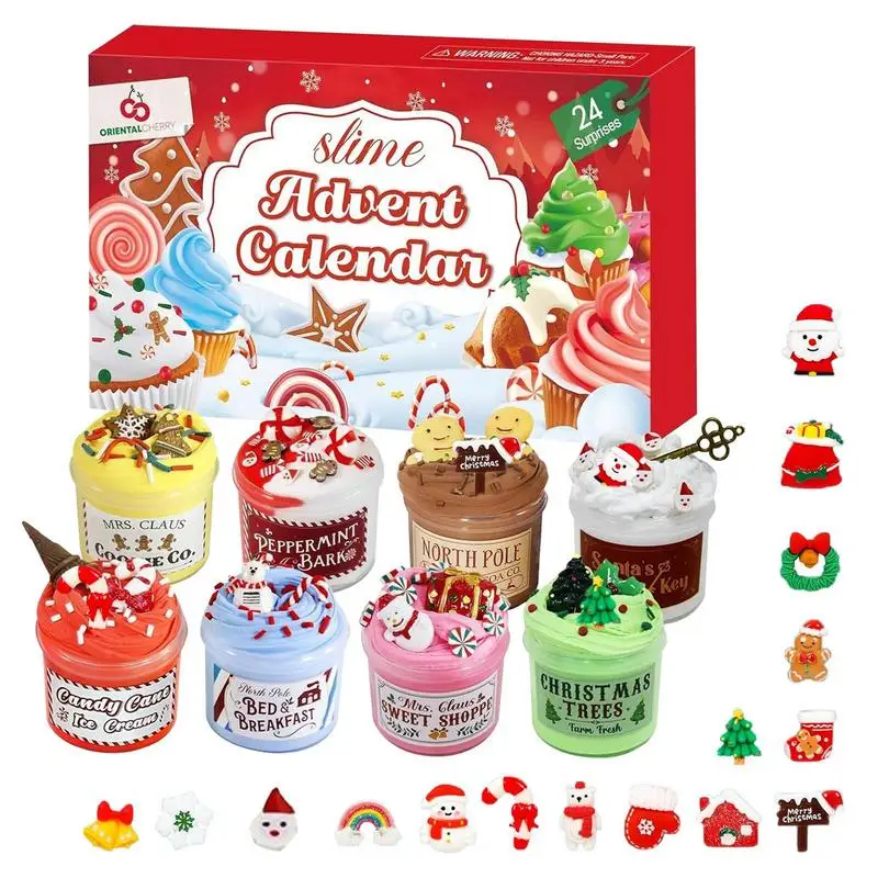 

Christmas Countdown Calendar 24 Days Clay Slimes Kit Soft Sludge Clay Toy Christmas Advent Calendar Gifts Box Kids Party Favors