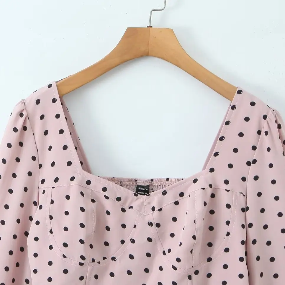 JNLEAOG Autumn New Women's Casual Faion Bubble Sve Square Collar Fibone Versatile ort Top Polyester Fiber Long Sve