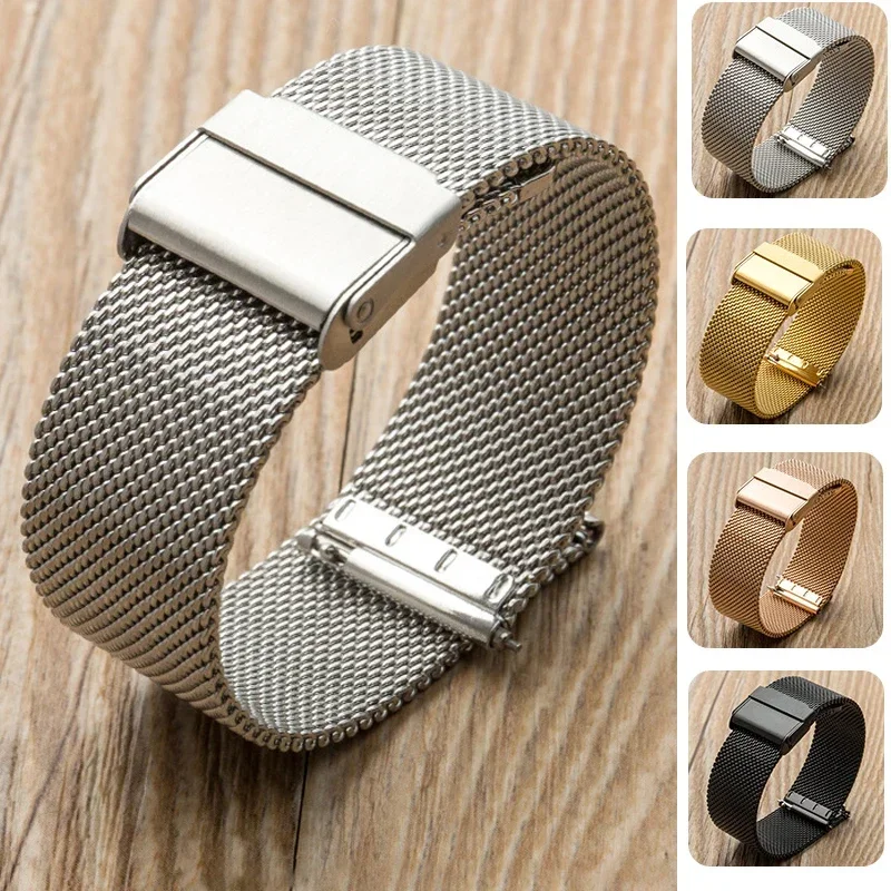 Bracelet de montre en maille milanaise en acier de 0,6 mm pour Seiko et DW, disponible en 12, 13, 14, 15, 16, 17, 18, 19, 20, 21, 22, 24 mm, pour hommes et femmes