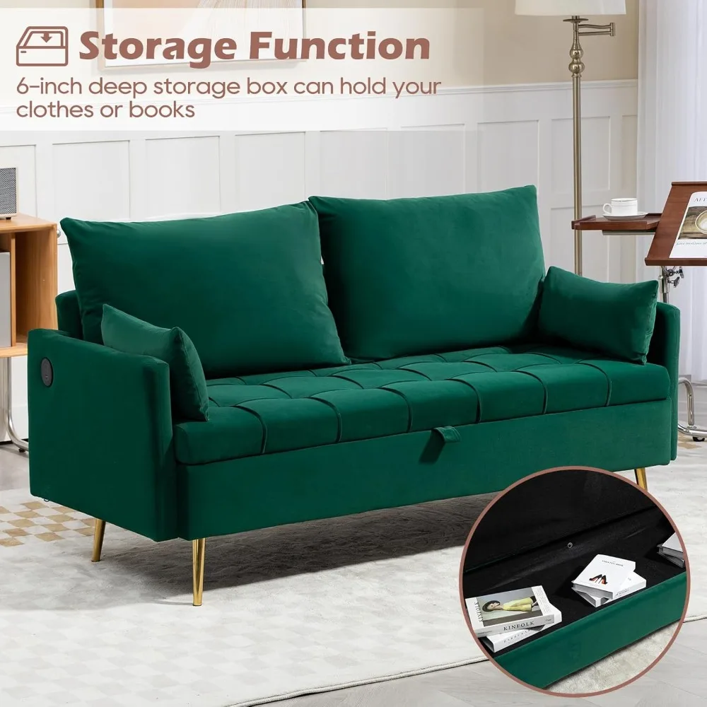 "Juego de sofás de 2 piezas: sofá de dos plazas y silla de mediados de siglo con patas de metal, respaldo suave para sala de estar/dormitorio"
