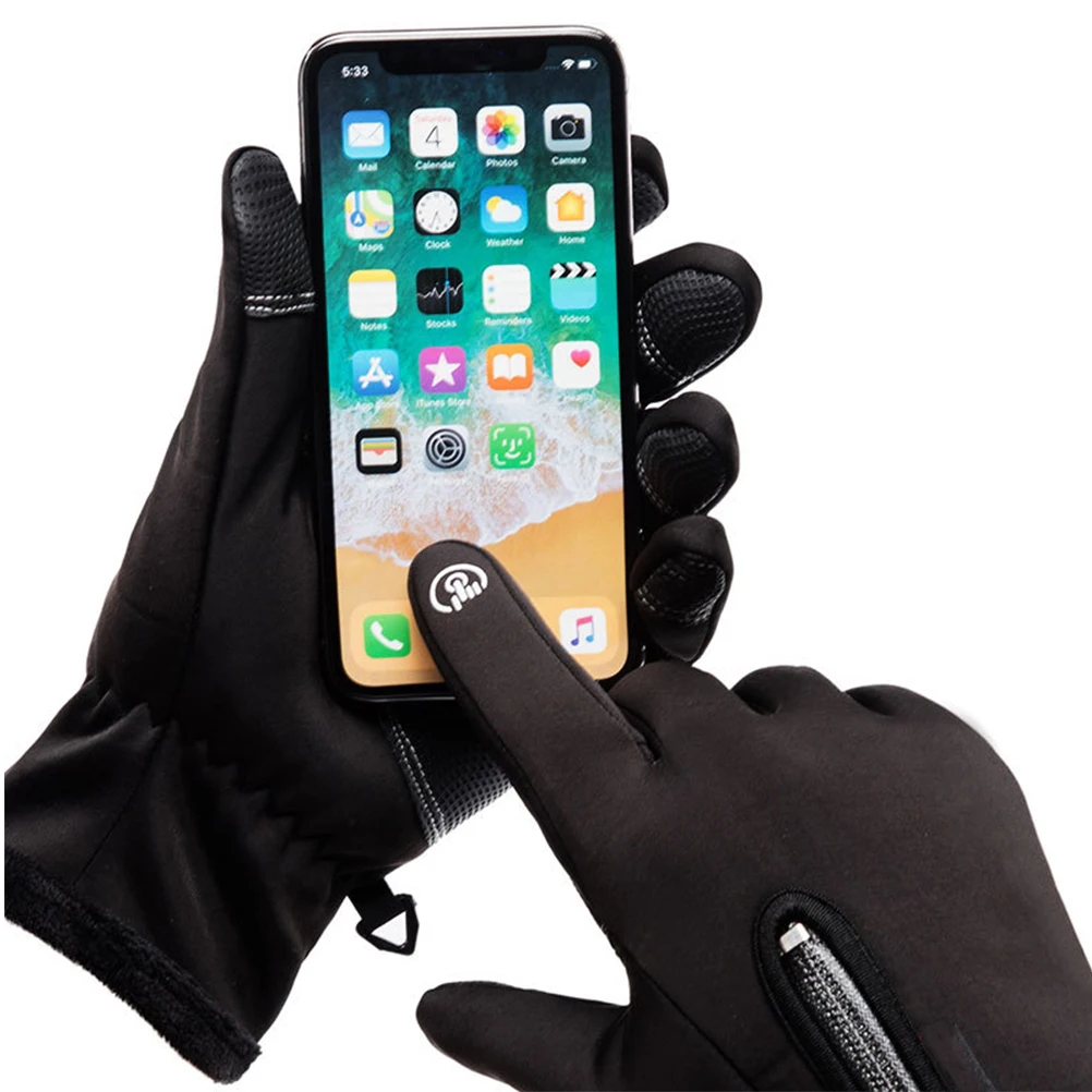 

1Pair Winter Riding Gloves Black Xl Windproof Waterproof Screen Mountain Bike Gloves Skid-Proof Outdoor