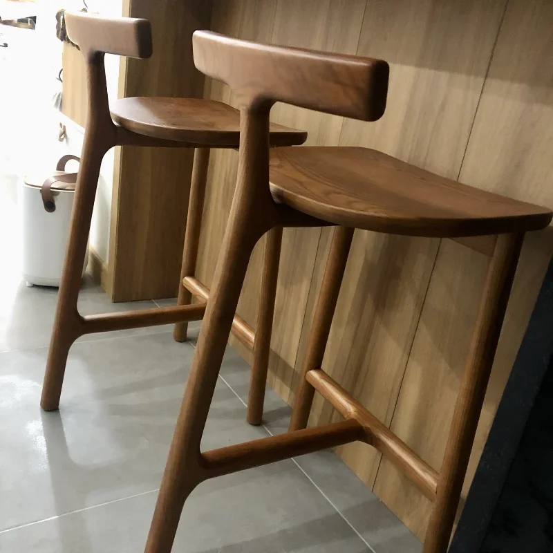 Solid Wood Bar Chairs for Home Bar Chair Nordic Designer Leisure High Stools Modern Minimalist Household Bar Chair Furniture