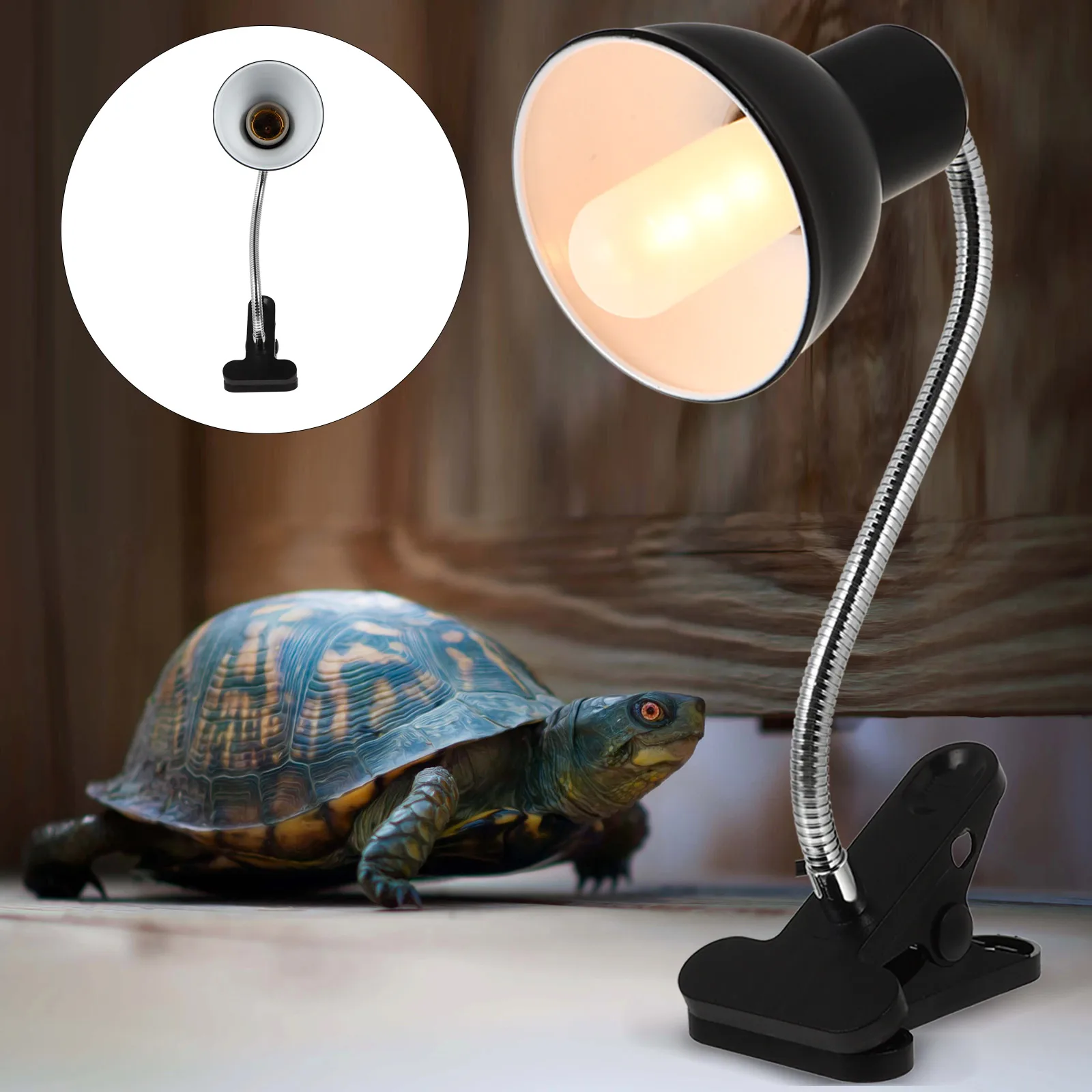 

Reptile Sun Lamp Turtle Light Heat Bulb Uv Wide Mouth Lampshade Adjustable Switch Durable Material Easy Install Pet Supplies