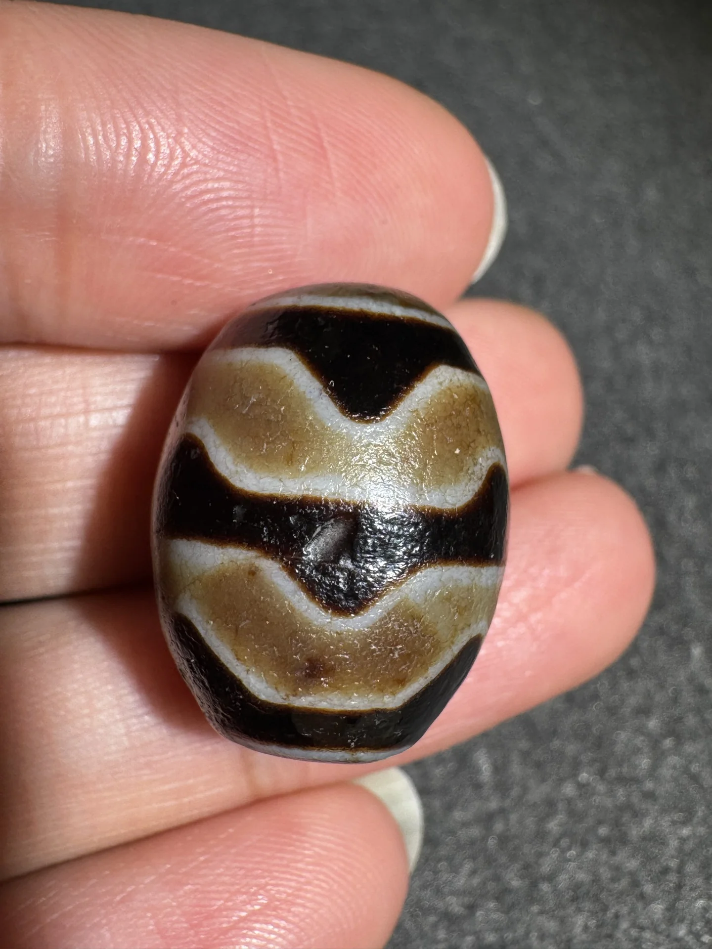 Tibetan Old Red Meat Tiger Teeth Dalozzi  dzi Pendant Necklace 16x21mm