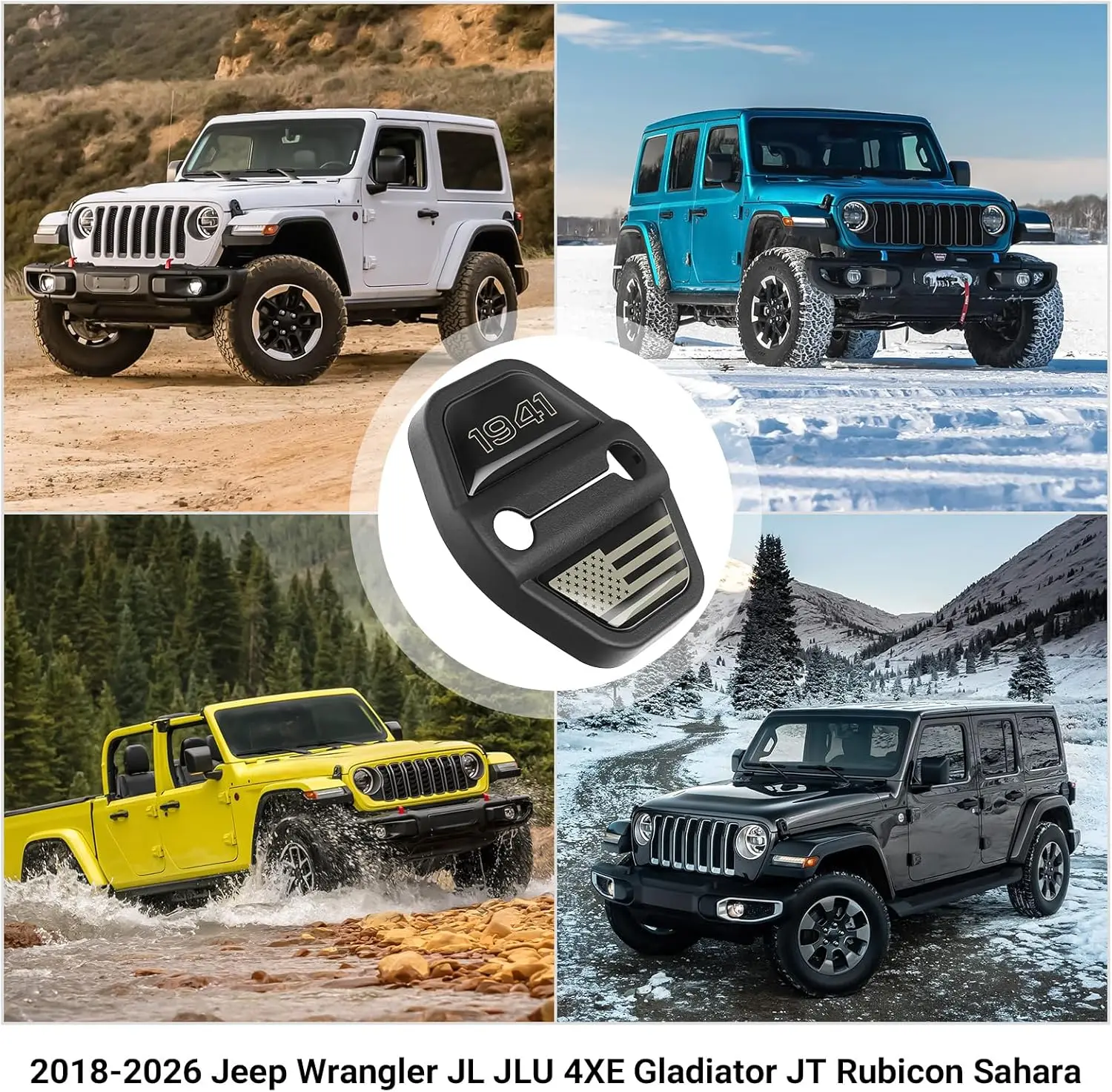 6 Stück Türschloss-Dekorationsabdeckung für 2018–2024 2025 Jeep Wrangler JL JLU 4XE Unlimited Sahara Sports Rubicon 2020–2025 Gladiator – Detail 1