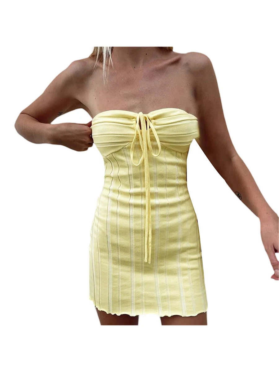 

Women´s Summer Sleeveless Dress Solid Color Ribbed Halter Neck Open Back Mini Short Bodycon Dress