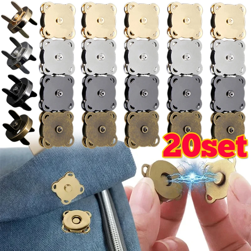 

1/20Sets Magnetic Snap Button Metal Invisible Sew on Button Lock Clasps Fasteners for Purse Bags Clothes Craft DIY Accessories