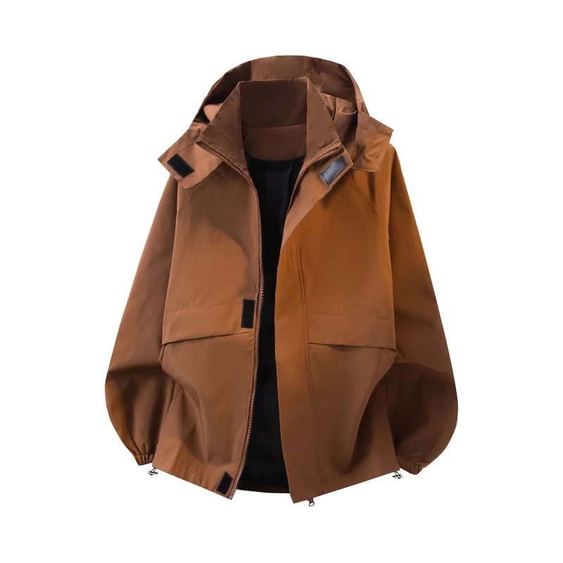 

2026 весенне-осенняя мужская повседневная куртка с капюшоном, мужская корейская куртка-бомбер, мужская водонепроницаемая ветровка, легкие пальто, свободная верхняя одежда