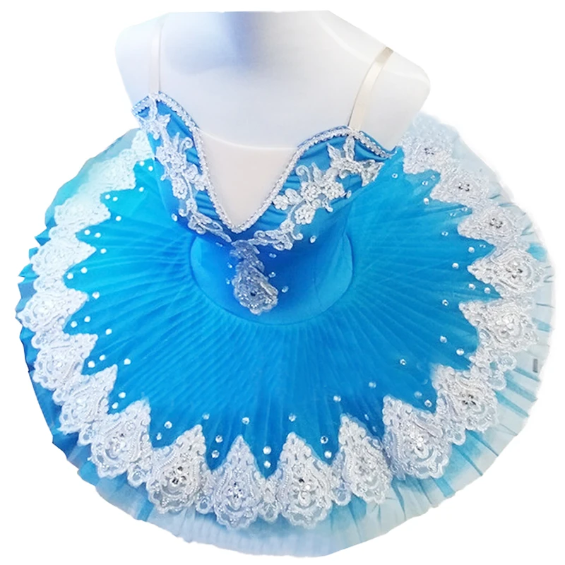 Falda abullonada profesional para niños y adultos, traje de baile de Ballet, falda de tutú azul, 10 colores, venta al por mayor, nuevo