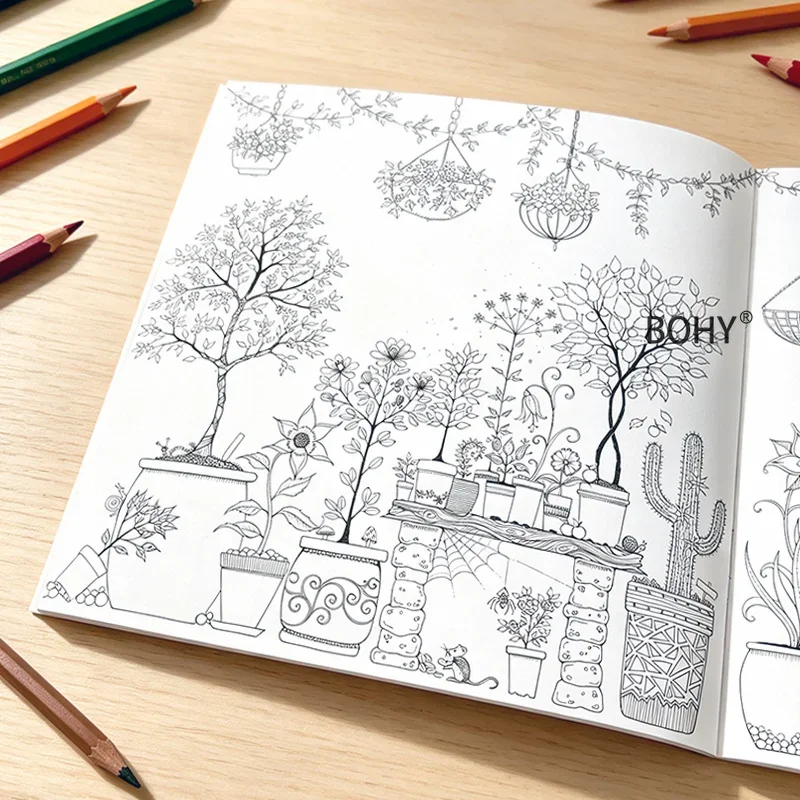 1 Benson Series Secret Realm Adult Decompression and Meditation Coloring Book, 24 Pages of Theme Line Draft Patterns, Good Gift