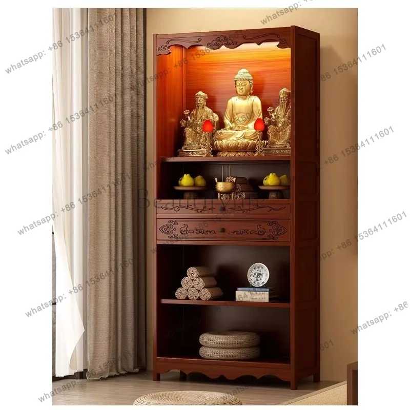 YJ Chinese Simple Buddha Altar Table Stand Home Worship Shrine Cabinet for Kwan Yin God of Wealth