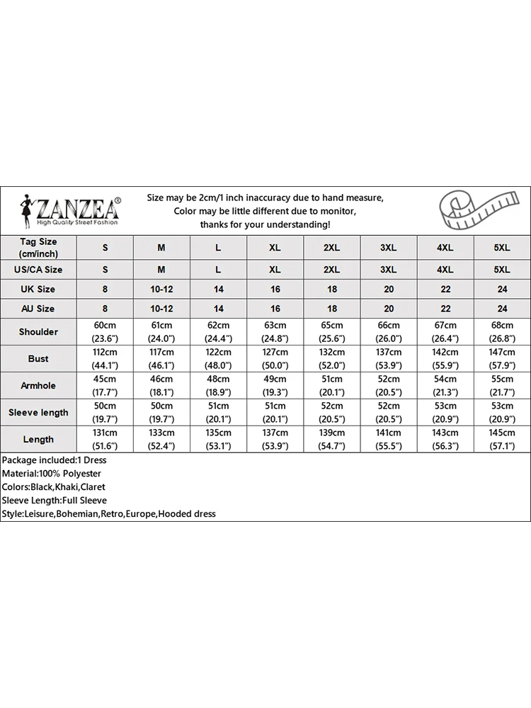 Women\'s Hooded Hoodies Autumn Winter Sweatshirt Dress 2024 ZANZEA Fashion Long Sleeve Solid Robe Casual Baggy Vestidos Kaftan
