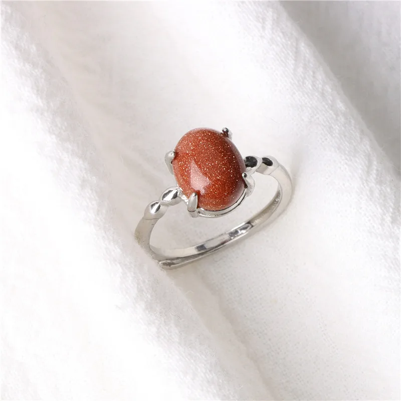 Fashion Natural Stone Ring Female Engagement Agates Beads Opal Rings Adjustable Finger Rings For Women Bridal Accessories Party