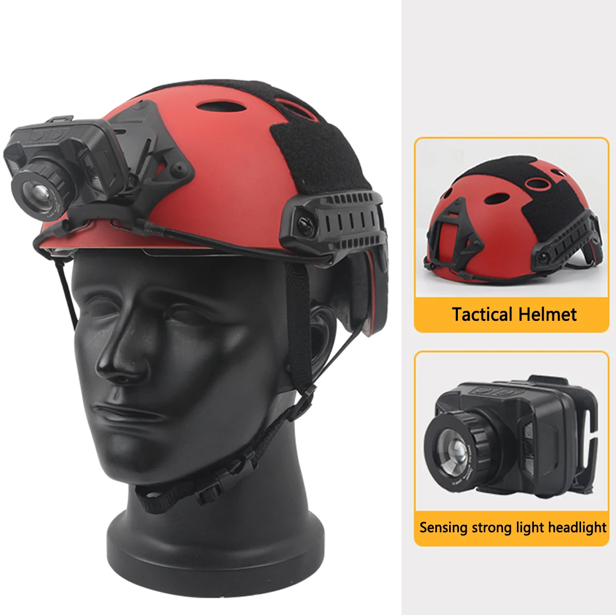 Tactical Helmet Light Zoomable USB Charging Induction Bright Light Waterproof LED Head-mounted Fishing Adventure Rescue Light