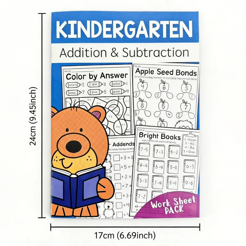 32 Page Math and Arithmetic Workbook, Addition and Subtraction Within 30, Number Fill in The Blank Game Mathematical Cognition