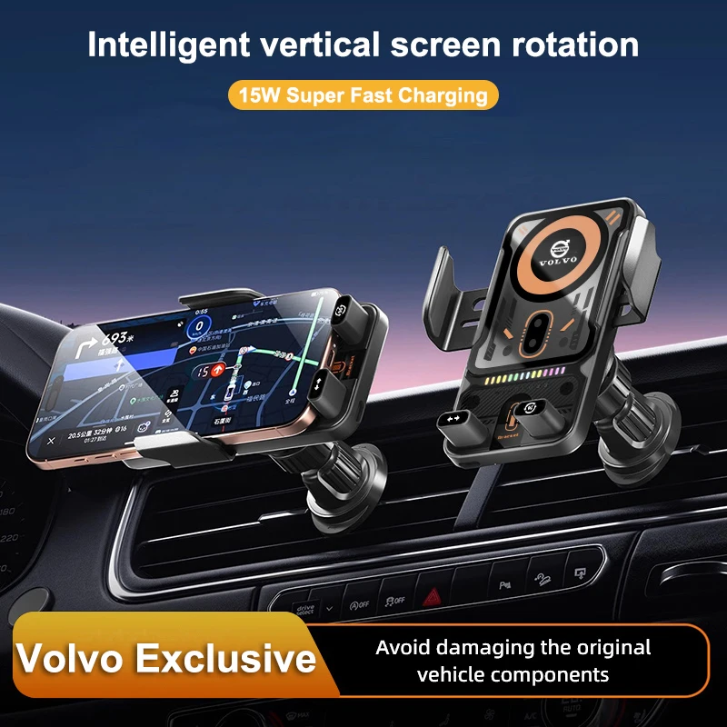 Car Phone Holder Wireless Charger Intelligence Fixed Phone Support Accessories For Volvo V60 V40 XC90 S60 S40 C30 XC60 V50 V70