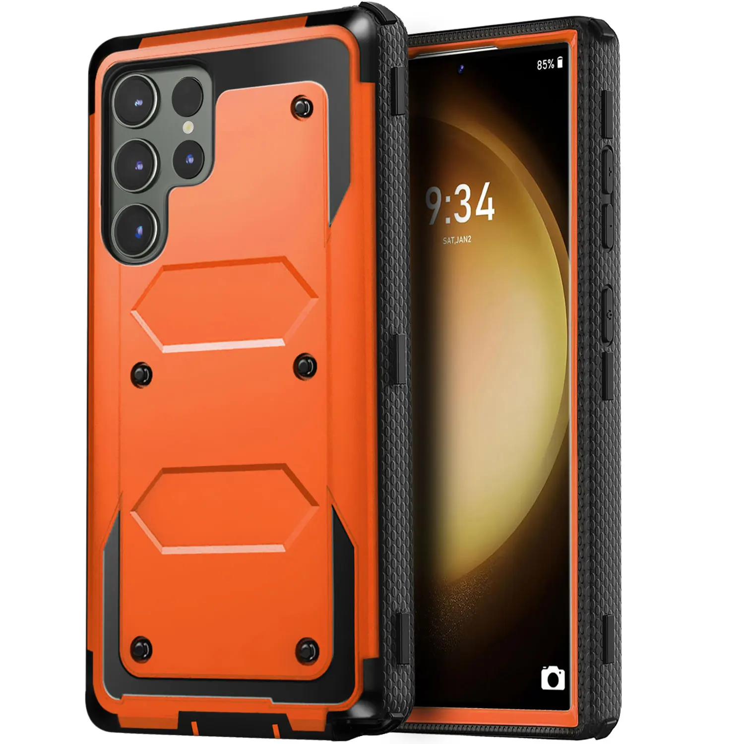 For Samsung Galaxy S23 Ultra/S23+/S23 Plus/S23 FE/S23 5G Phone Case Shockproof Protective Heavy Duty Rugged Hybrid Cover Orange