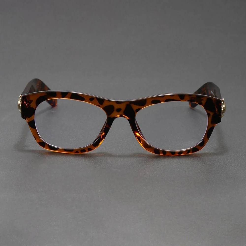 Vintage Thick Frame Blue Light Blocking Glasses with Metal Lock Decor Retro Oval Eyeglasses for Women Men Anti UV Computer Glass view 2