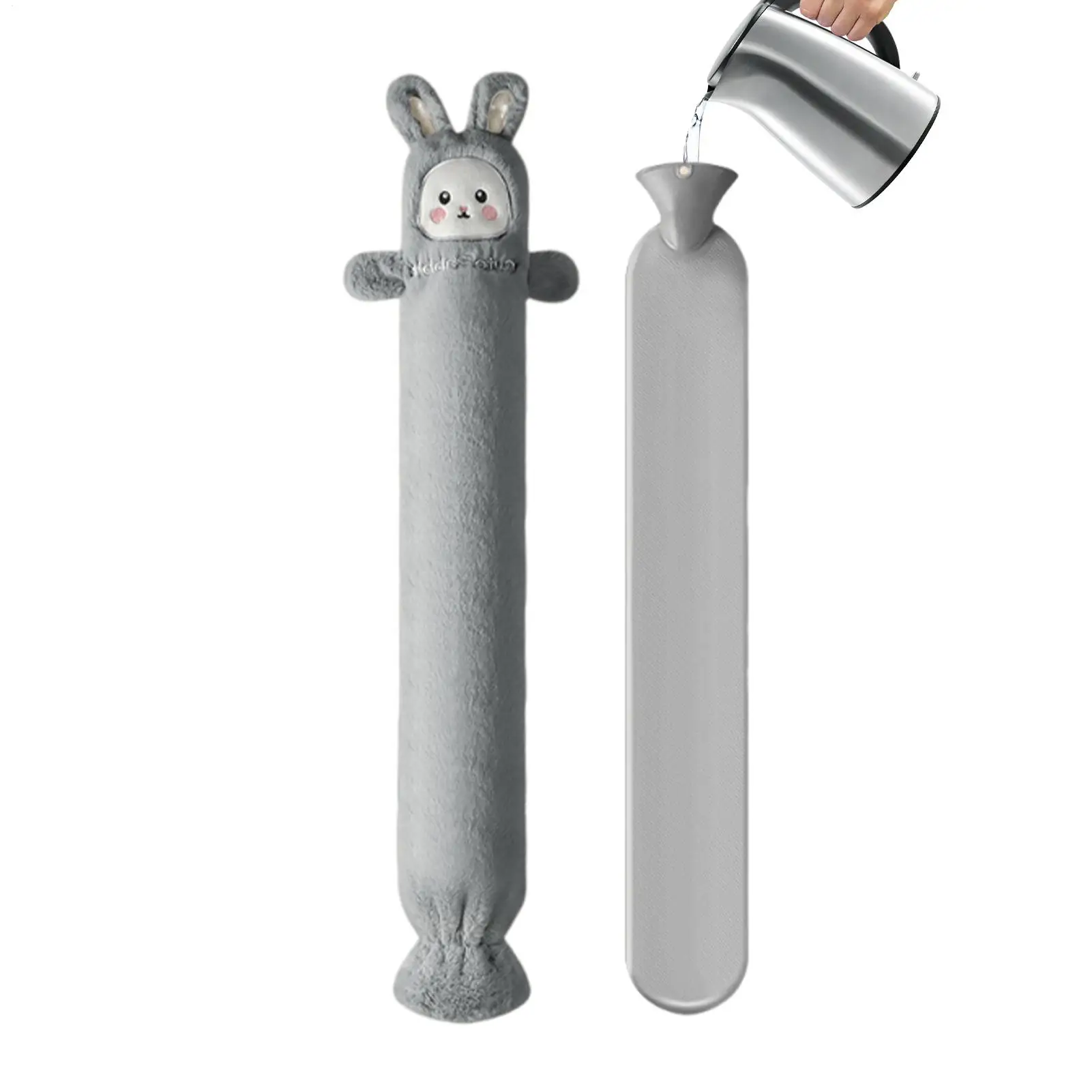 

Бутылка для горячей воды с крышкой Кролик Холодная грелка Длинная сумка для горячей воды с крышкой для шеи, плеч, живота, рук, ног, ног, женщин и мужчин