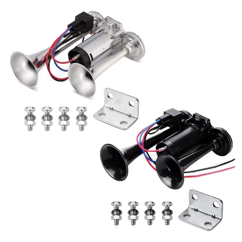 600DB Car Air Horn Super Loud 12V Auto Air Horn Double Tube Trumpet Air Horns