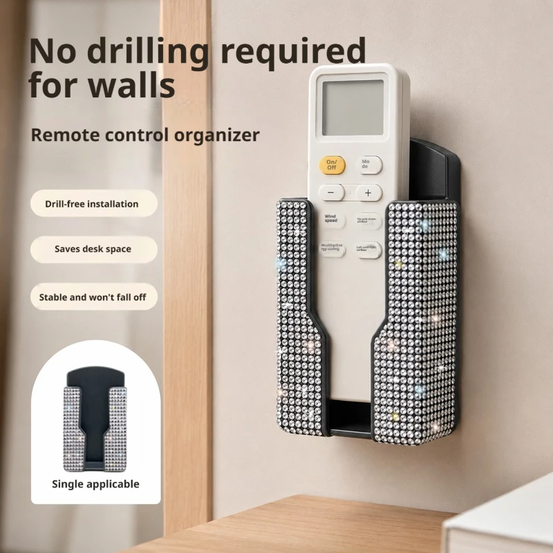 Halloween Christmas Gift No‑Drill Adhesive Remote Control Storage Box, Wall‑Mounted Household TV Air‑Conditioner Remote Holder H