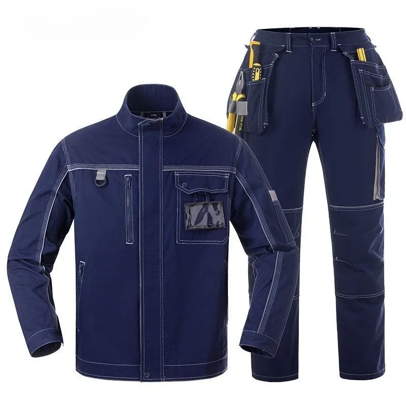 

Work Clothes Suit Men's Cotton Wear-resistant Anti-static Welder Anti-scald Long-sleeved Labor Protection Workwear Clothing