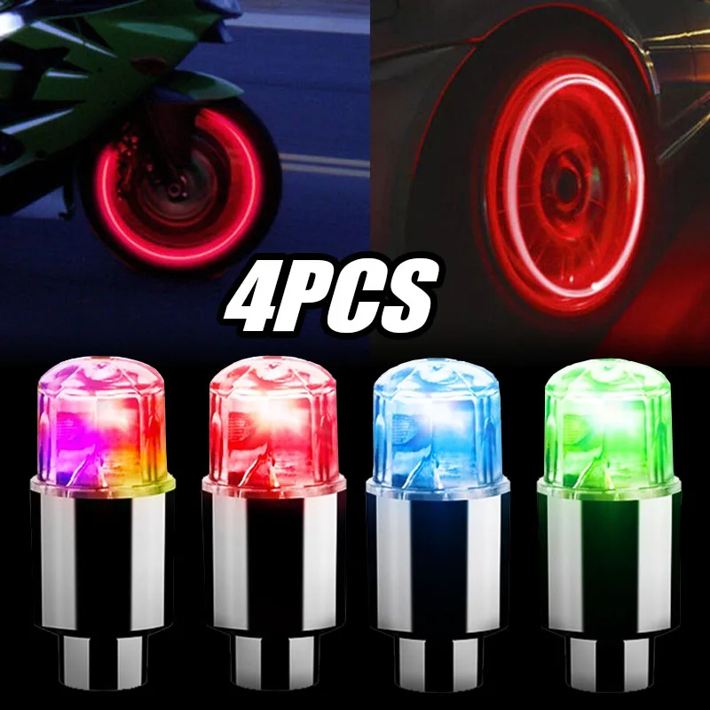 Car Tire Lights Auto Wind Fire Wheel Dual Sensing Valve Tire Light Electric Vehicle Bicycle Wheel Hub Decorative Colorful Lights