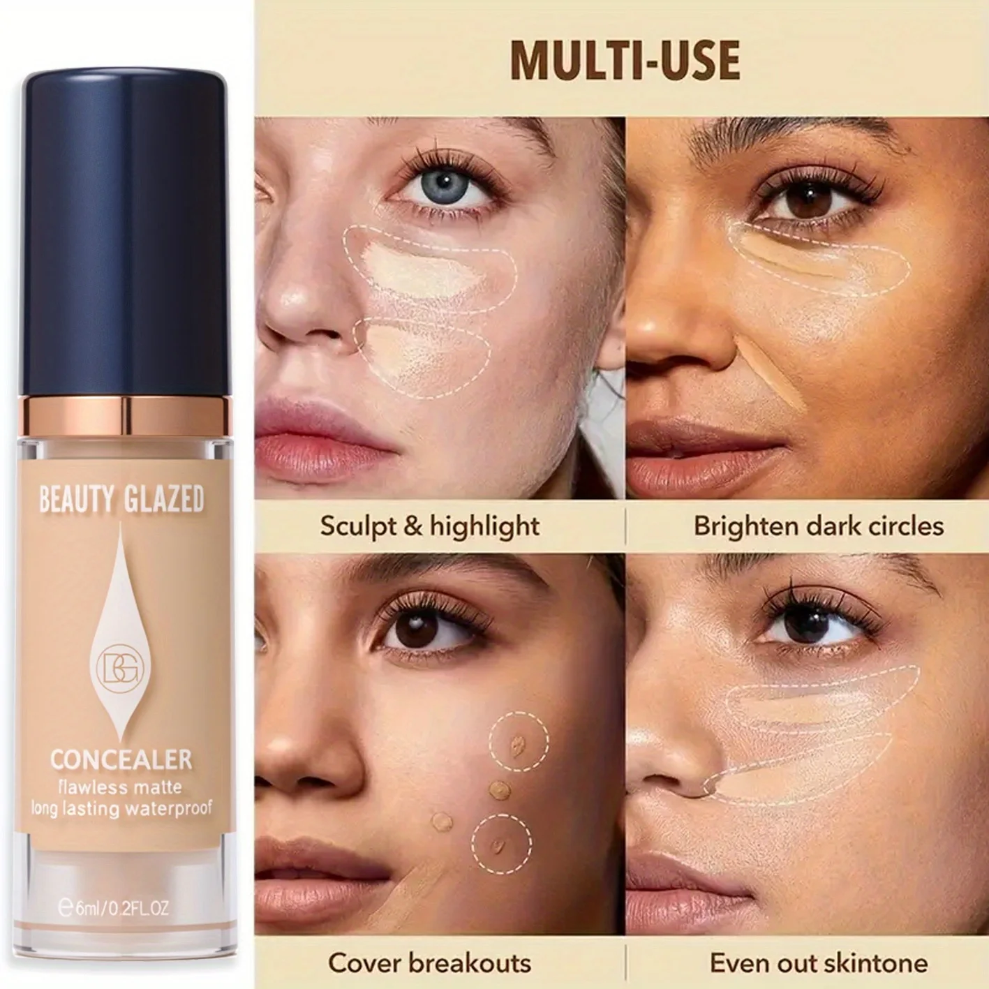 3 pz/set copertura completa correttore fondotinta lunga durata impermeabile finitura opaca macchie scure tatuaggi dimensioni da viaggio cosmetici