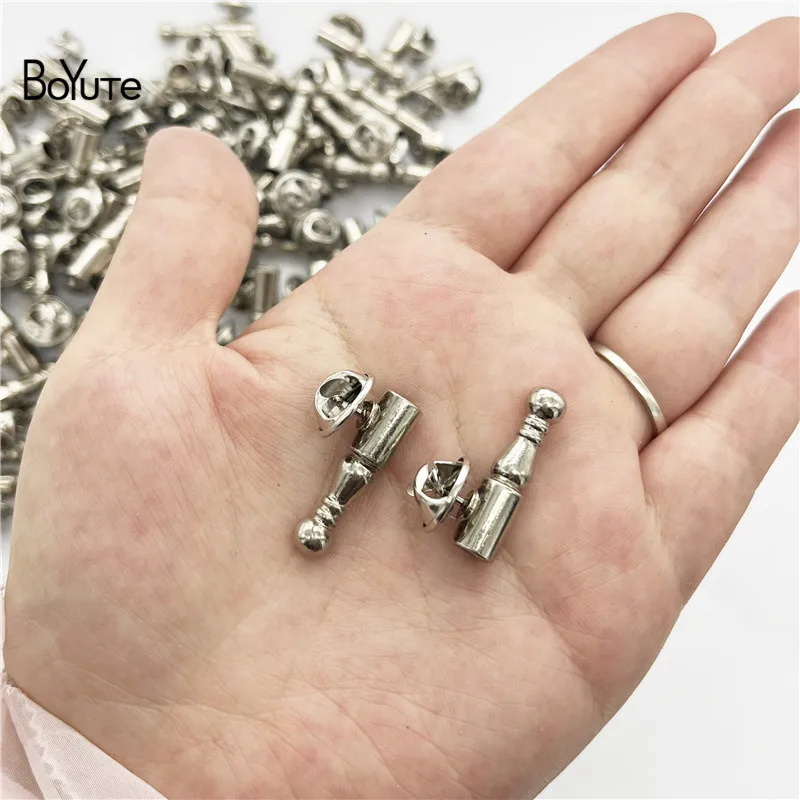 BoYuTe (10 Pieces/Lot) 2.5CM Length Metal Brass Fasteners Materials Diy Fastener for Feather Brooch Pins Jewelry Making